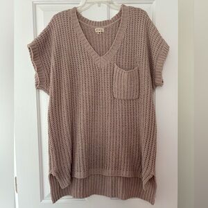 Knit V-Neck Sweater with Pocket